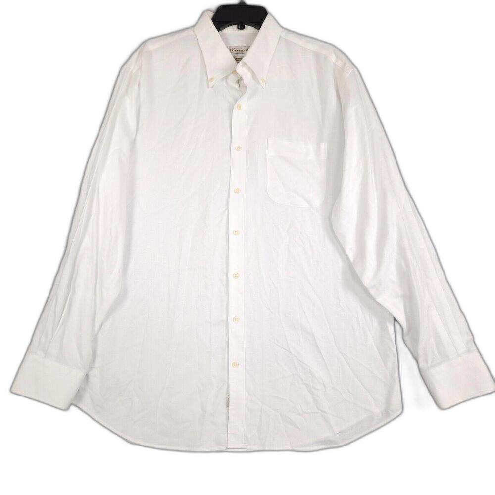 Peter Millar Button Down Shirt Mens Size XL White Nanoluxe